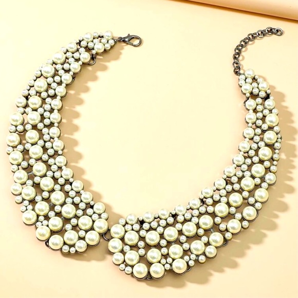 New Zara Pearl Collar Statement Necklace - Picture 5 of 7